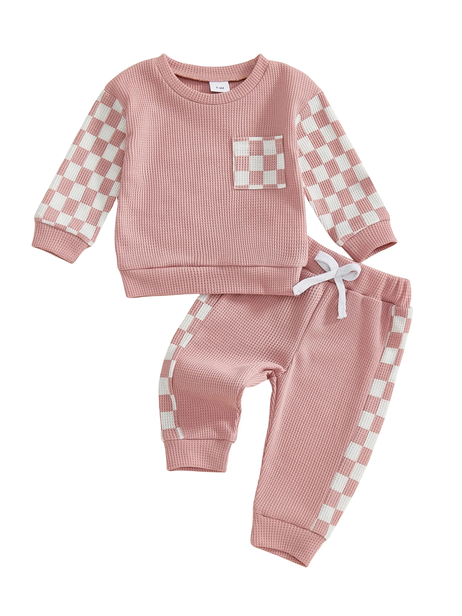 الرضع الخريف منقوشة مجموعة سترة منقوشة الشبكة مع جولة العنق بسط بنطلون للطفل رضيع أو فتاة #2