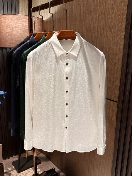 

Ele High-End Men's Long Sve Silk irt Luxury Faion Urban Sle Breathable Thin Plant Floral Print Button up irt