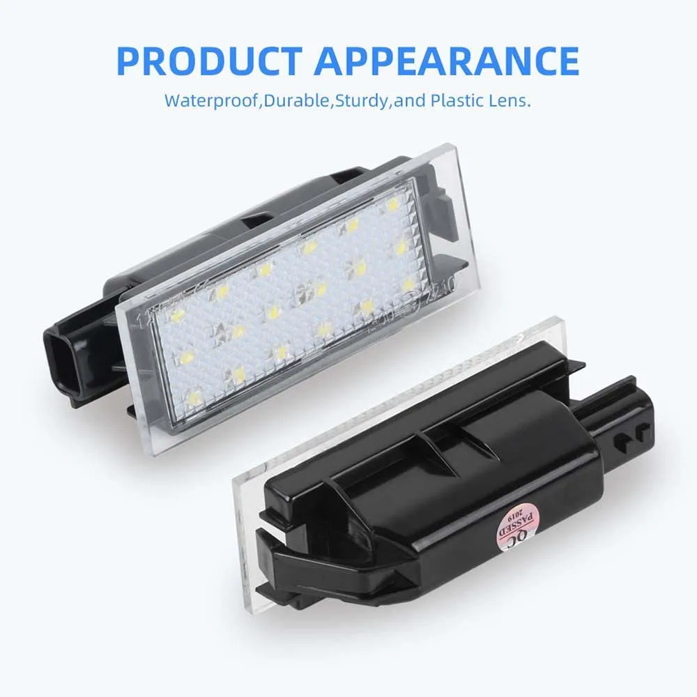 2PC Car LED White Number License Plate Lights For Renault Megane 2 Clio Laguna 2 Megane 3 Twingo Master Vel Satis Opel Movano