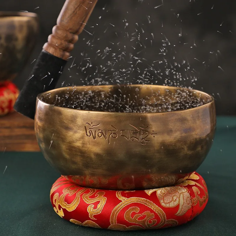 وعاء الموسيقى التبتية النحاس العلاج الأصلي أطباق الصوت نيبال اليدوية البدر جرس الموسيقى المهنية أطباق الصوت البوذية