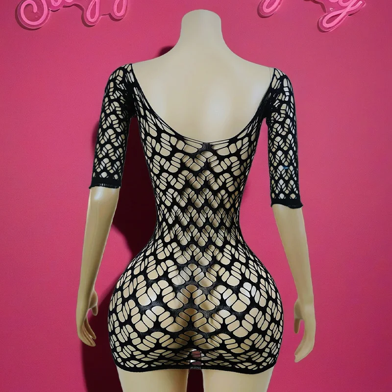 1 peça mulheres arrastão cobrir sem biquíni lingerie sexy transparente oco vestido bodycon manga comprida roupa de praia ds059