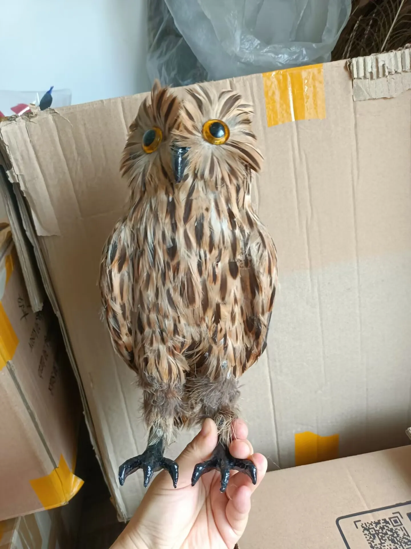 

foam&feather brown Night Owl model garden decoration gift about 30cm p2666