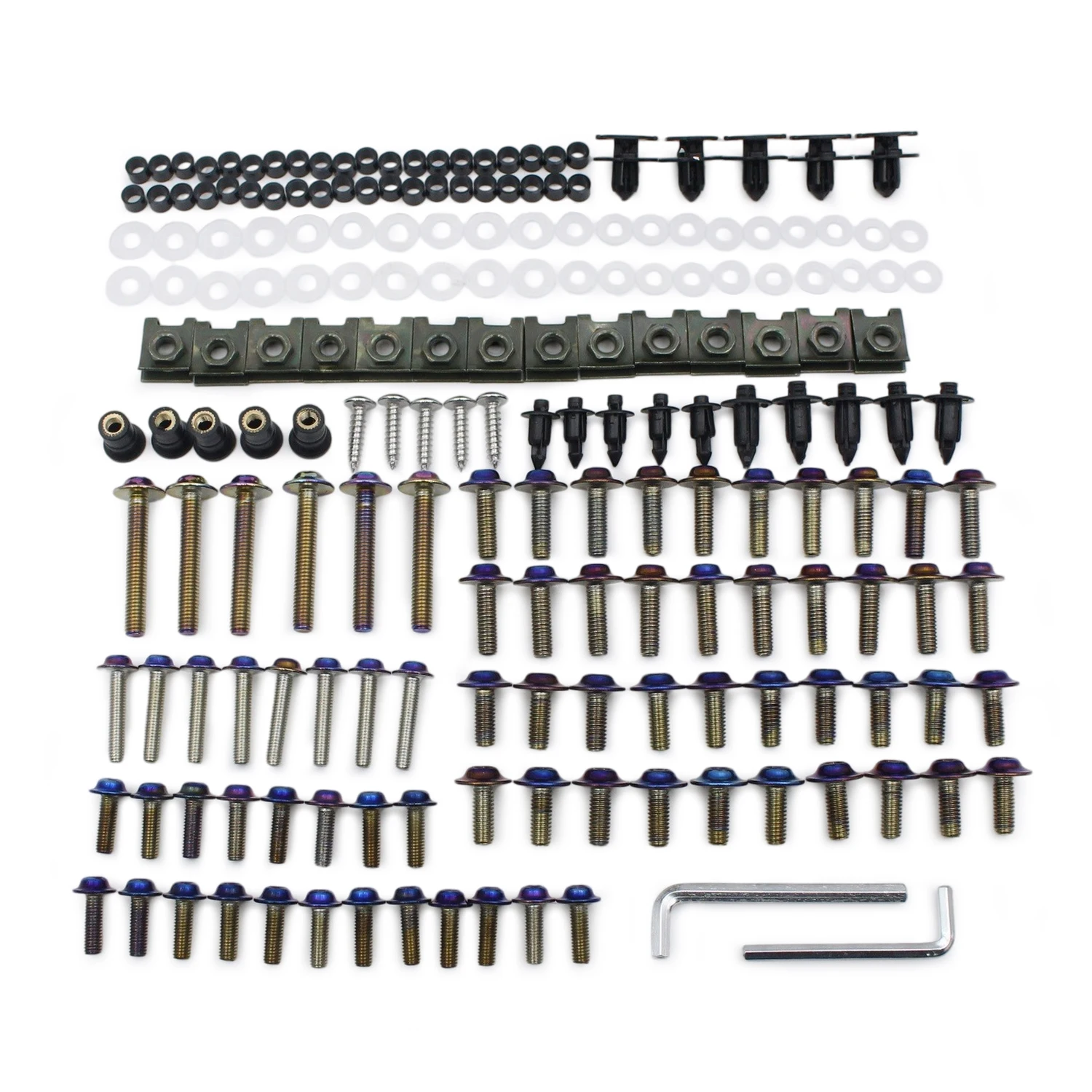 195pcs Motorcycle Full Fairing Bolts Kit Bodywork Screw Nuts For Kawasaki KLR250 KLR650 Ninja 1000 1000R 250 250R 300 500 500R 6