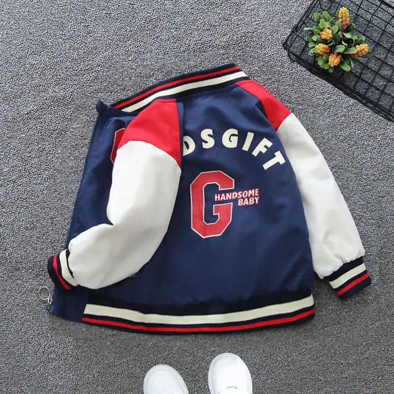 

Alphabet Pattern Boys' Baseball Jackets for Spring and Autumn, Unhooded, Aged 3 - 10 Y