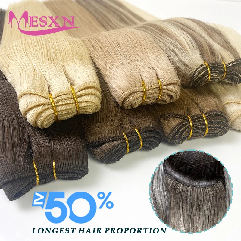 High Quality  Human Hair Wefts Extensions Hair Weaves Bundles Real Human Natural Hair  Straight  Black Brown Blonde very thick