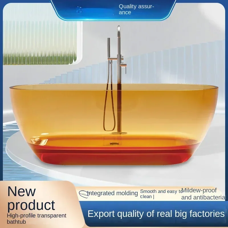 

Hot sales Household Transparent Resin Color Crystal Independent Integrated Seamless Light Luxury Bathtub
