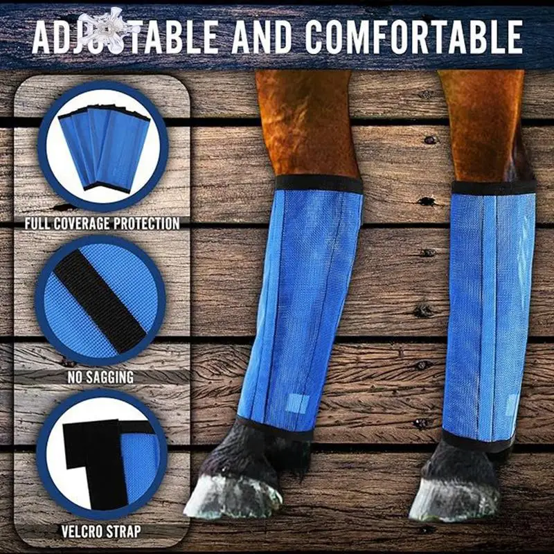

New Fly Boots For Horses- Extended Adjustable To Protective Legging For Horse - Greatly Reduce Stomping 4Pcs