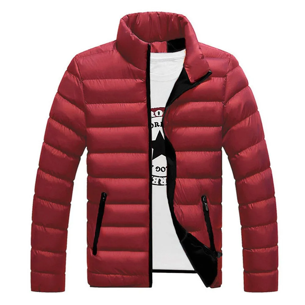 Chaquetas de invierno para hombre, cortavientos informal, abrigo térmico con cuello levantado, prendas de vestir de gran tamaño para acampar al aire libre, ropa masculina