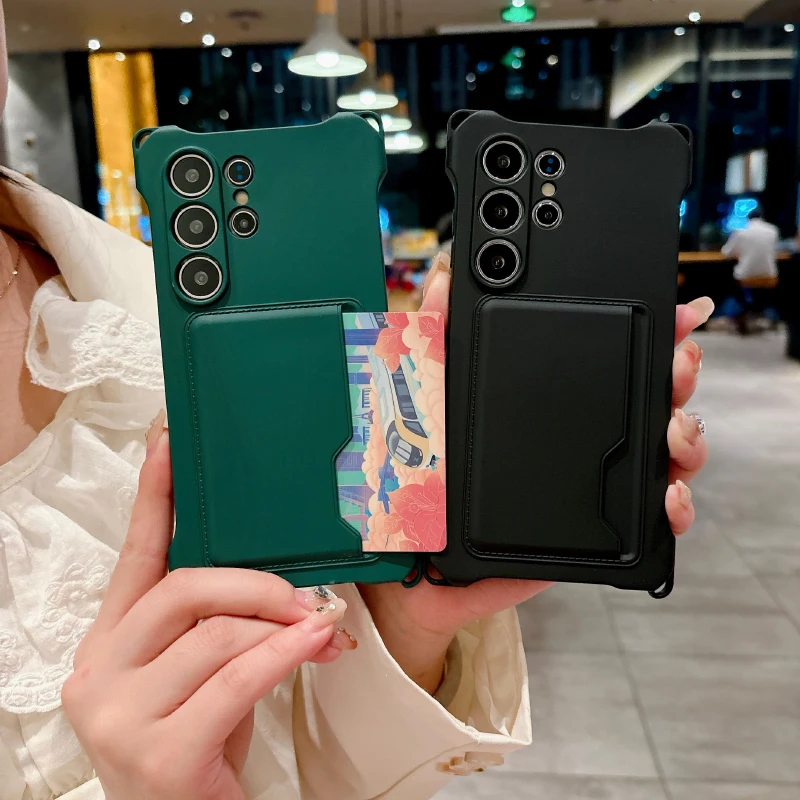 Liquid Silicone Wallet Card Slot Four Corner Anti-Fall Phone Case for Samsung S26 S24 S23 S22 S25 Ultra Plus FE A57 A56 A55 A54