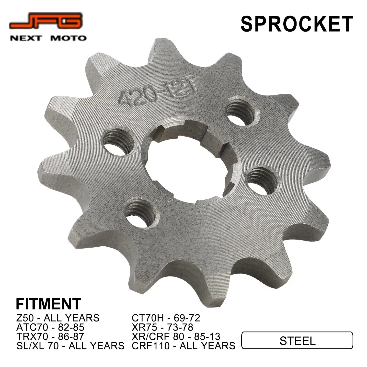 For Z50 CRF110 ALL YEARS CT70H ATC70 XR75 TRX70 XR/CRF SL/XL 420-12T Small Teeth Chain Sprocket Electric Dirt Bike Motorcycles