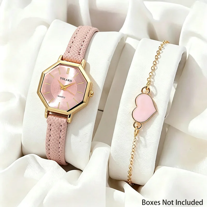 2Pcs Women's Fashion Watch Set, Perfect Gift for Mother's Day, Valentine's Day, Ramadan, Birthday, Eid Al Adha