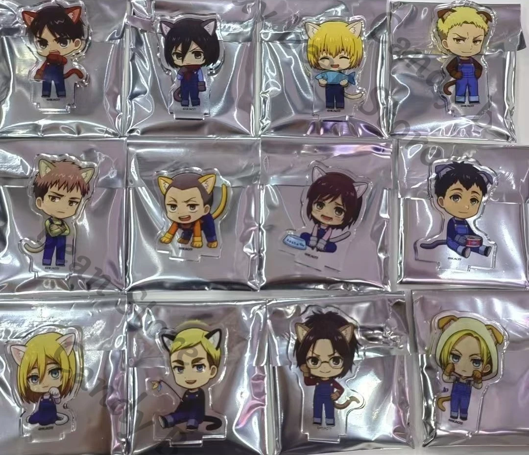 Genuino ataque a los Titanes Anime Eren Jaeger Hange Zoe Reiner Braun Erwin Cosplay acrílico señal de pie figura de dibujos animados soporte Navidad