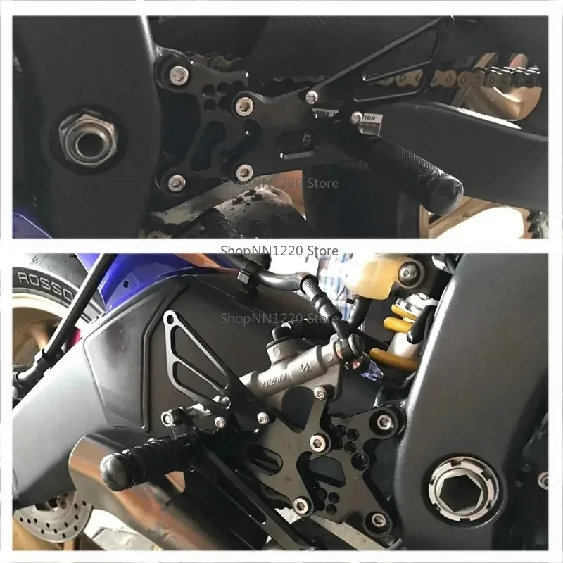 ل YZFR6 YZF-R6 YZF R6 2006 2007 2008 - 2022 CNC الألومنيوم دراجة نارية قابل للتعديل Rearset Footpeg القدم الوتد الخلفية مجموعة دواسة