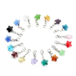 5pcs/Lot 13mm Stars Colorful Crystal With Lobster Clasp Charm For DIY Keychain Pendant Accessories Jewelry Making Supplies Craft