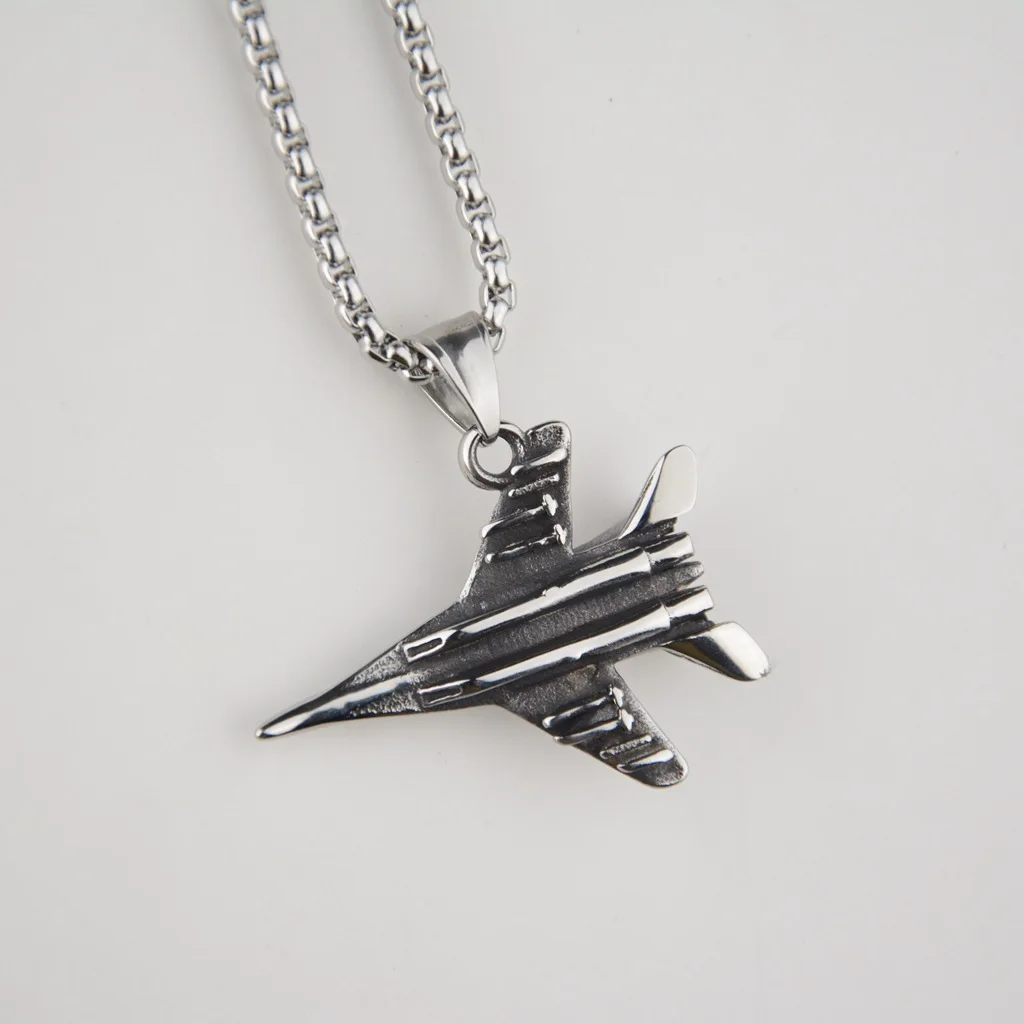 

Fashion Airplane Toy Necklace Men Women Hip Hop Pendant Titanium Steel Jewelry Alien Collares Gift