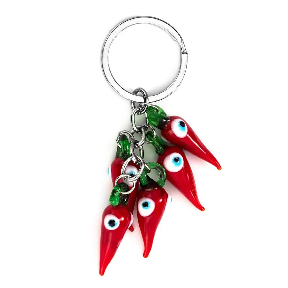 Evil Eye Lucky Eye Red Chilli keychain Red Chilli Cartoon Evil Eye keychain Fashion Durable Car Key Chain School Bag Decor