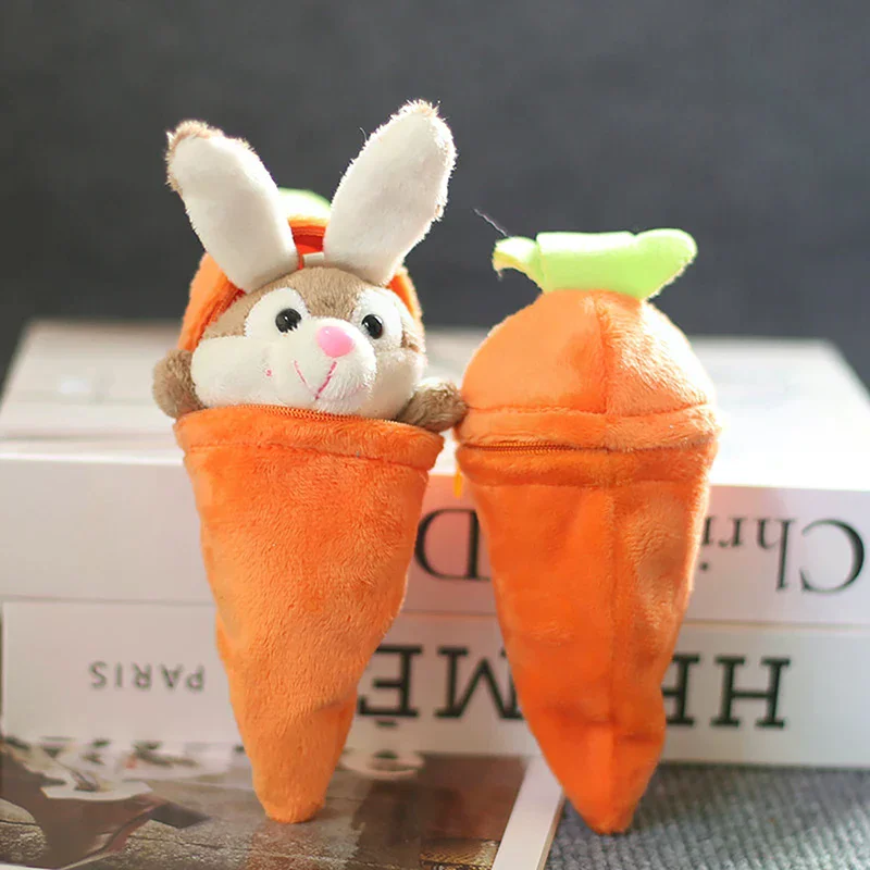 1 pezzo reversibile coniglietto carota peluche morbido peluche Kawaii ragazza portachiavi regalo di festa ciondolo zaino