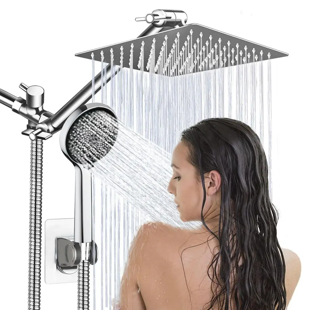 Head,8Rain Shower Head with Handheld Spray Combo with 11 Angle Adjustable Extension Arm Flow Regulator Shower System,High Pressu