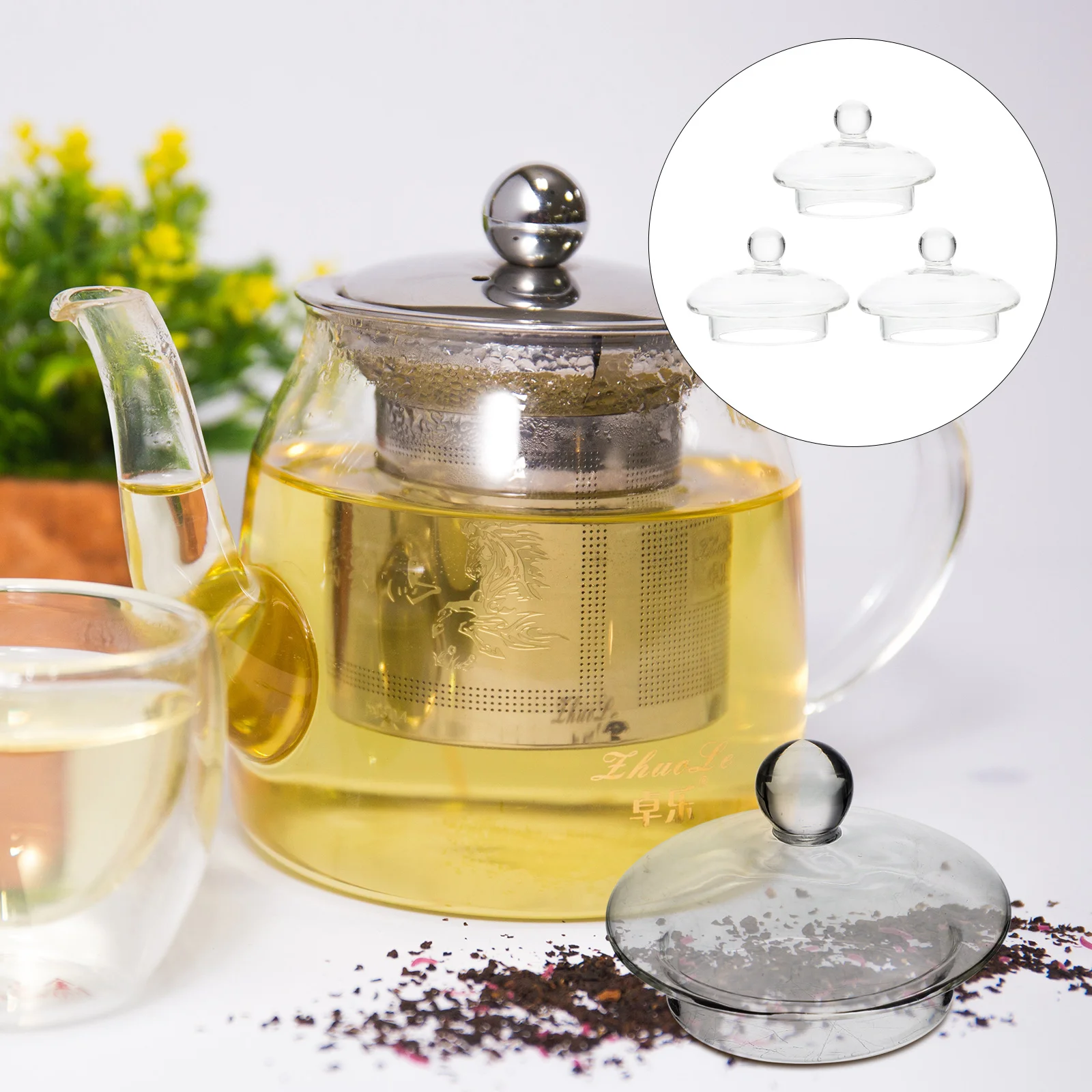 

3 Pcs Tea Strainer Lid Home Protectors Sink Kettle Glass Teapot Accessories Caps Lids Cup