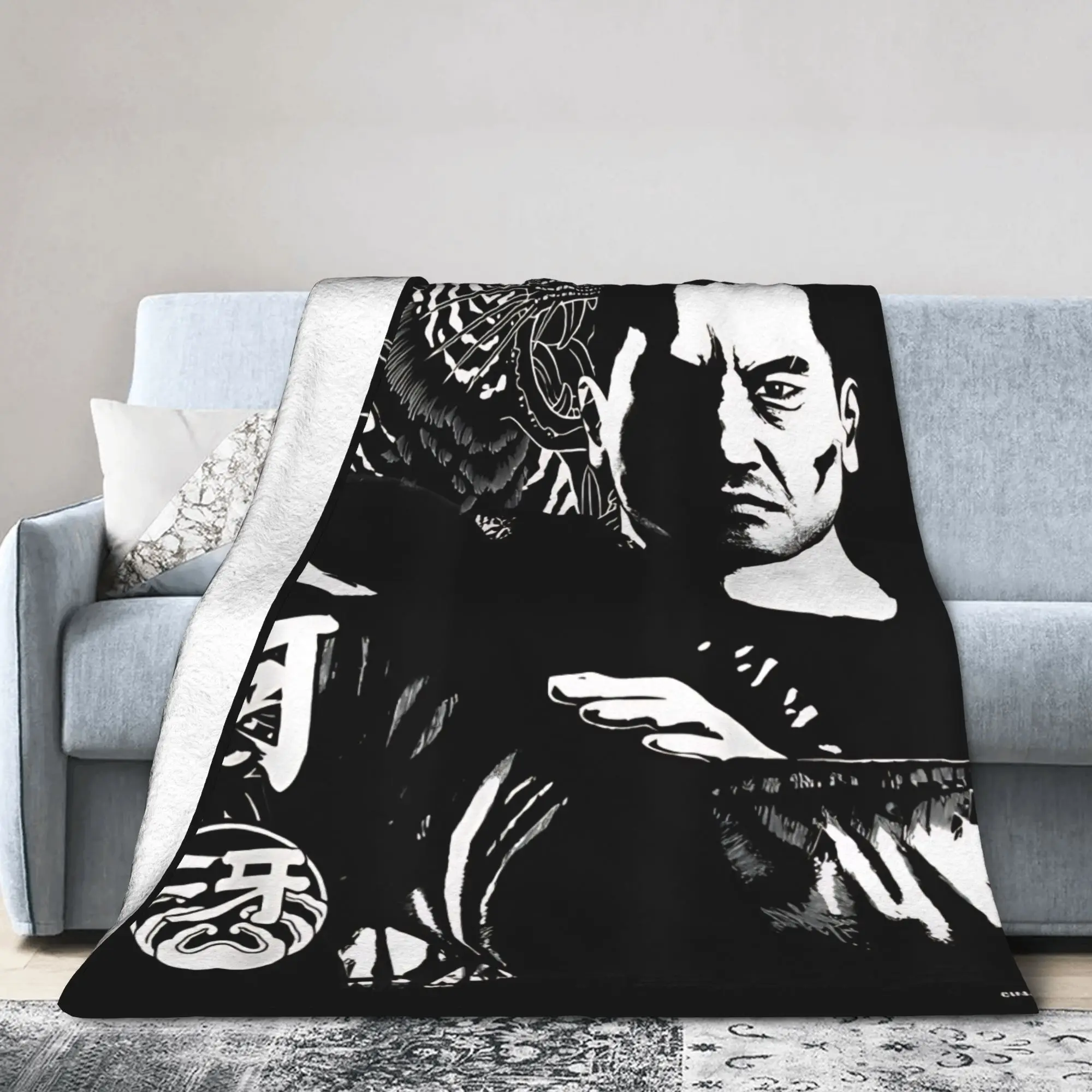 Taiga Saejima Knitted Blanket Velvet Like a Dragon Yakuza Game Ultra-Soft Throw Blanket for Bed Bedroom Quilt