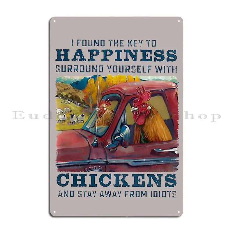 Chickens And Stay Away From Idiots Metal Sign Designs Living Room Decoration Garage Garage Tin Sign Poster