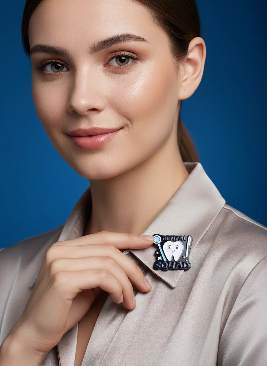 Cartoon Dental Squad Enamel Brooch Cute Smiling Tooth with Dentist Tools Lapel Badge Medical Themed Team Party Gift Accessories