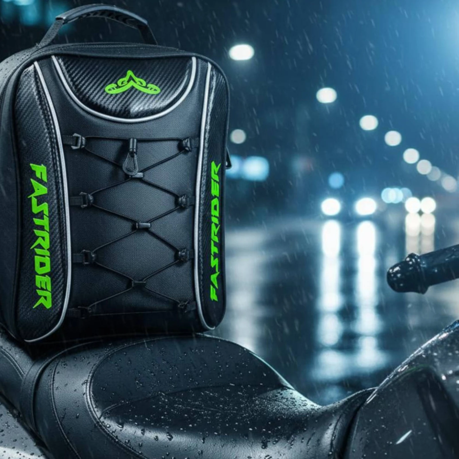 Picture 3: Motorcycle Tail Bag Elastic Cord Panel Expandable Tail Bag Reflective Trim Easy to Carry