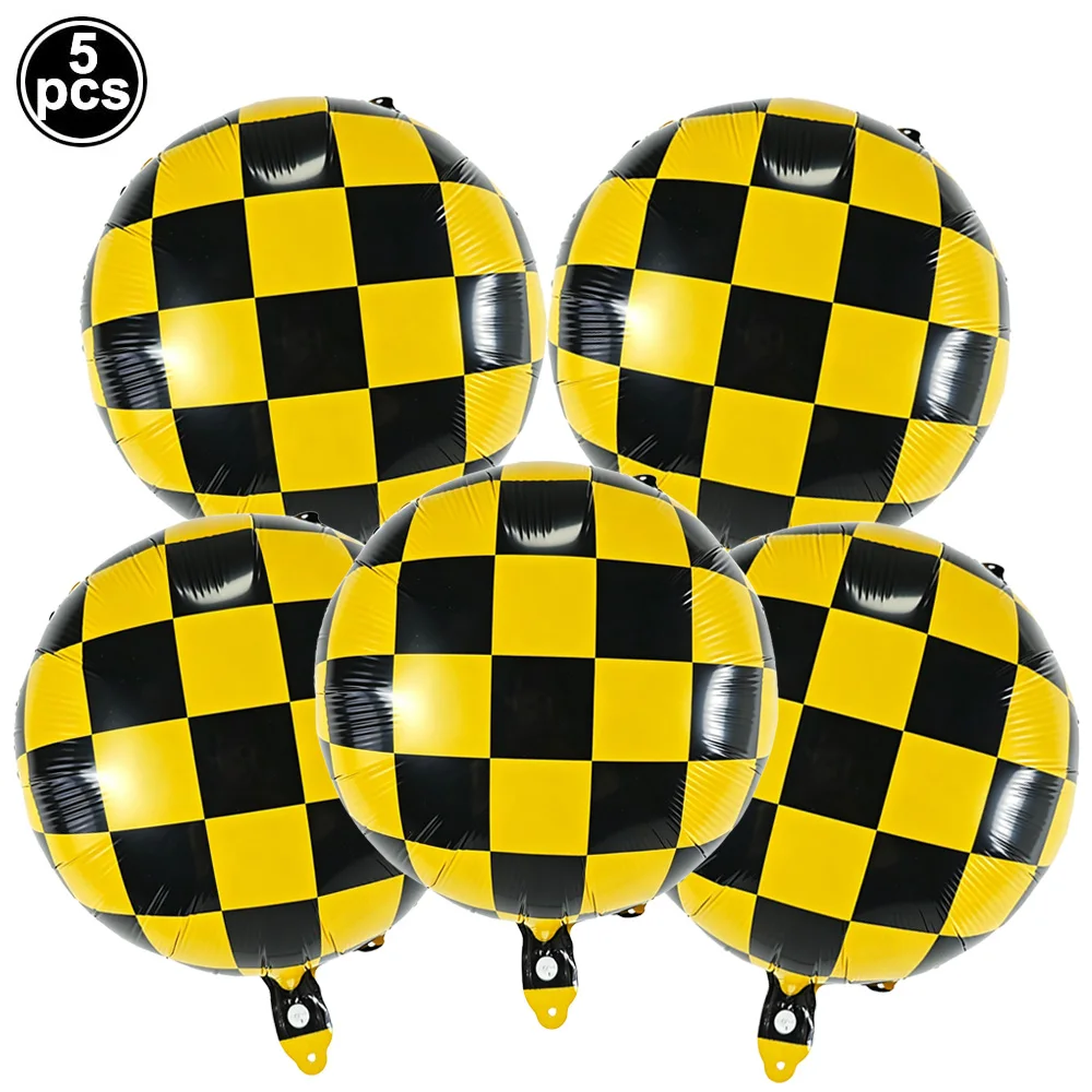 Rennwagen-Party-Ballonset mit Schachflagge, Reifen und Aluminiumfolienballons für Jungen-Geburtstag und Rennthemen-Dekorationen – Detail 7