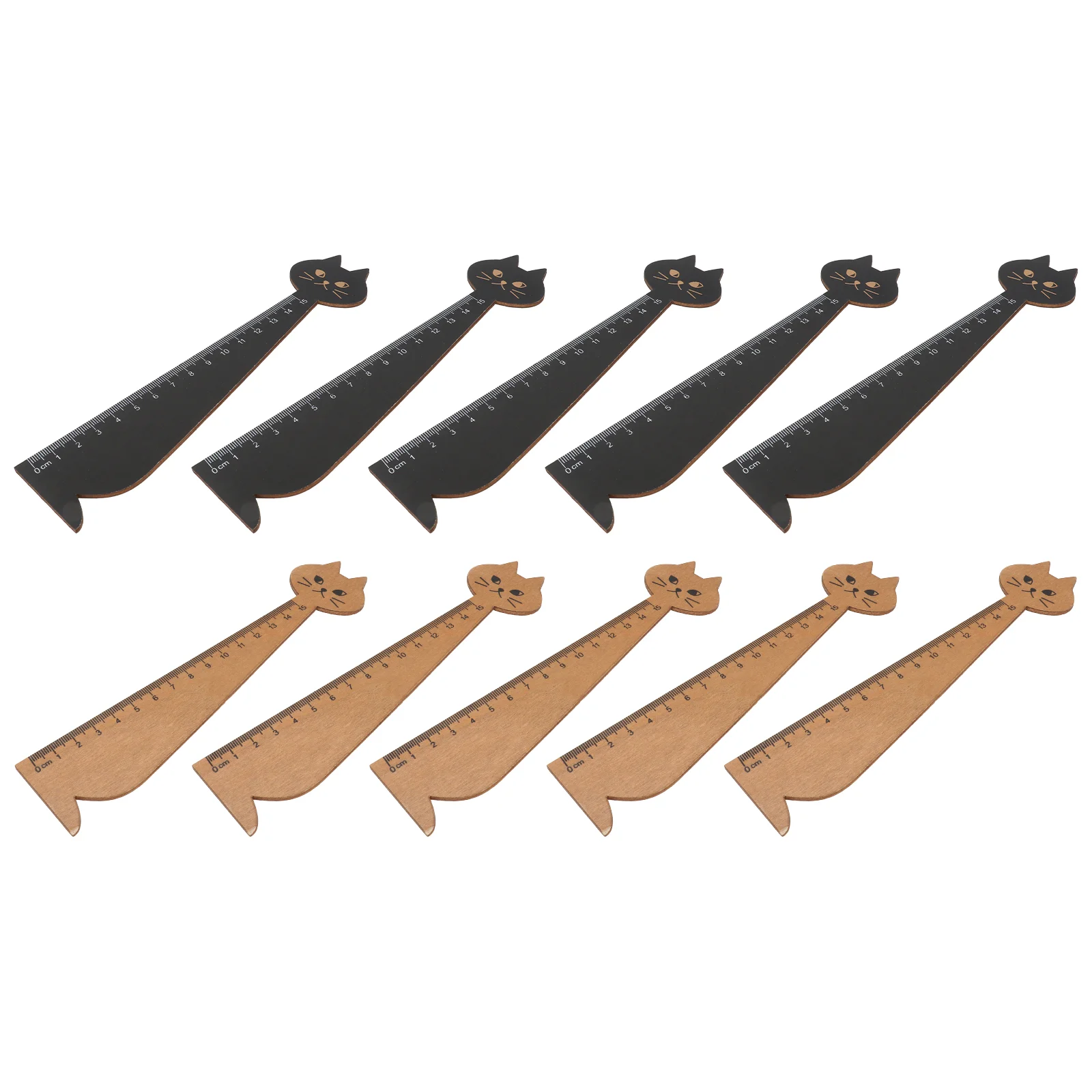 10 Pcs Animals Funny Ruler Cartoon Measuring Cat Drawing Wooden Rulers for Kids DIY Handwriting Learning Tool