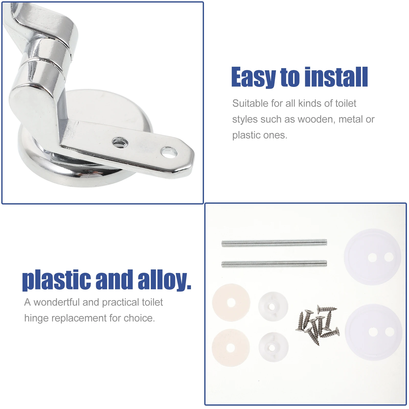 

Replacement Seat Hinge Set Stainless Steel Plastic Alloy Silver Universal Fit For All Toilet Styles Easy Install Durable Toilet