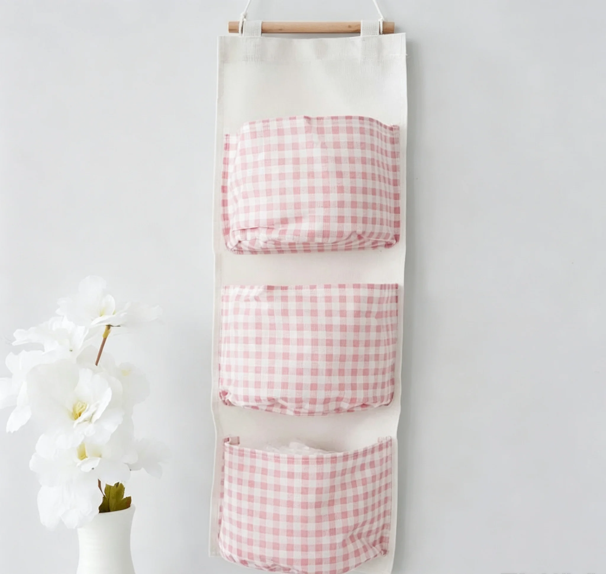 1pc Pink Hanging Bag behind the Door of 1pc Dormitory Furniture