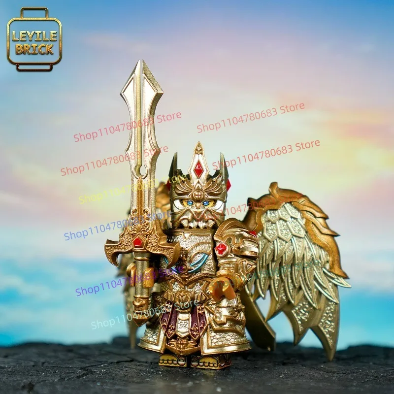 Figurka Anioł Król z Klocków, Mini Model do Składania, Ozdoba, Akcesoria Anime, Zabawka Dekoracyjna, Prezent Kolekcjonerski