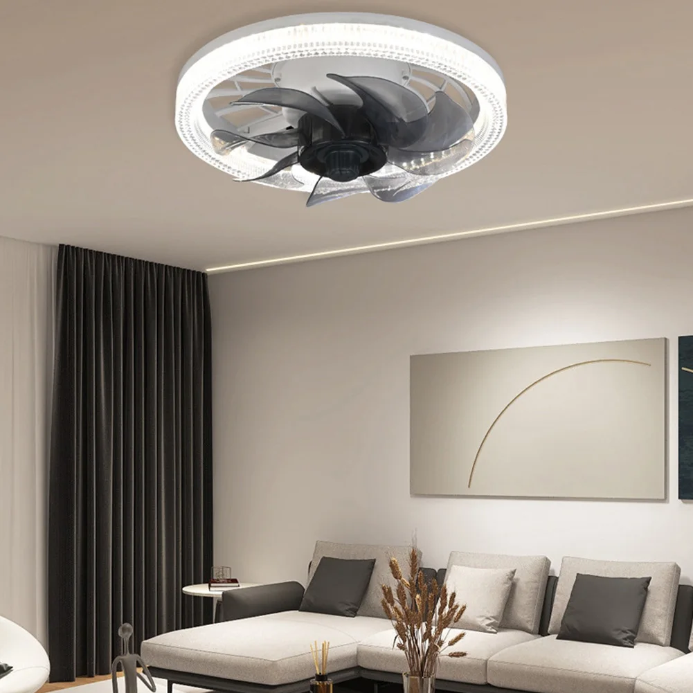 Imagem -03 - Flush Mount Led Ventilador de Teto Lâmpada Regulável Velocidades com Conversor Extensor Cores ac 85v265v