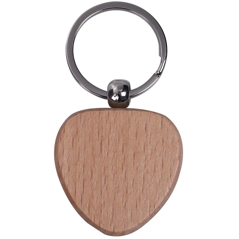 80 Pcs Blank Wood Wooden Keychain DIY Custom Wood Key Chains Key Tags Anti Lost Wood Accessories Gifts (Mixed Design)