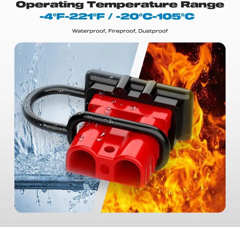 2PCS Anderson Connector Plug with Rubber Dustproof Cap 50A/120A/175A/350A Winch Electrical Power Cables Charging Plug