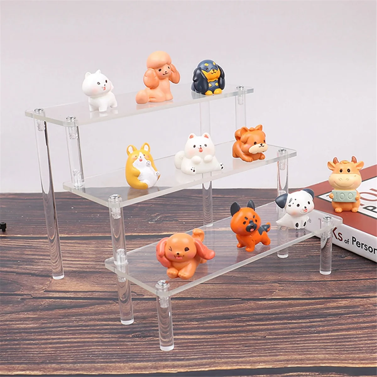 

3 Tier Acrylic Display Risers Clear Display Stands for Figures Cupcake Dessert Perfume Nail Polish Collection
