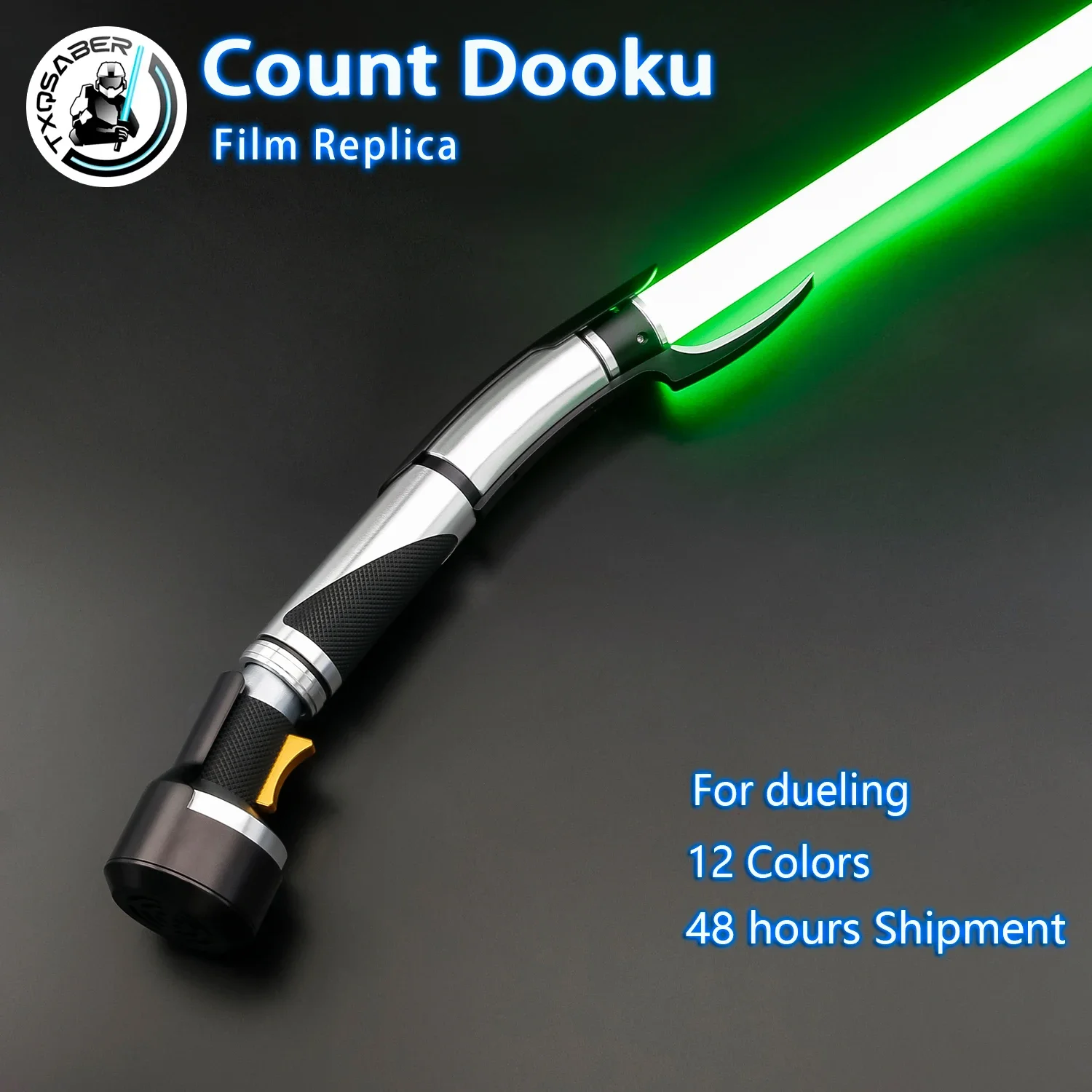 

TXQSABER Count Dooku Replica Lightsaber Metal Curved-hilt Neo Pixel Heavy Dueling Cosplay Sith Darth Tyranus Laser Sword Force