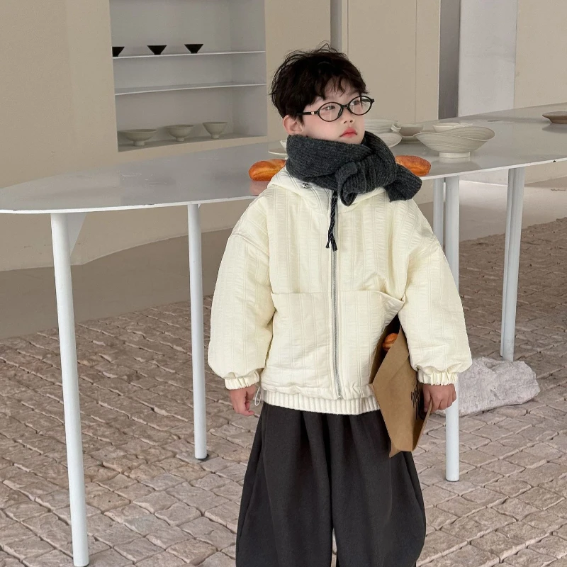 

2025 Winter New Product Hot Selling Children's Hoodie Solid Color Thick Warm Cotton Jacket