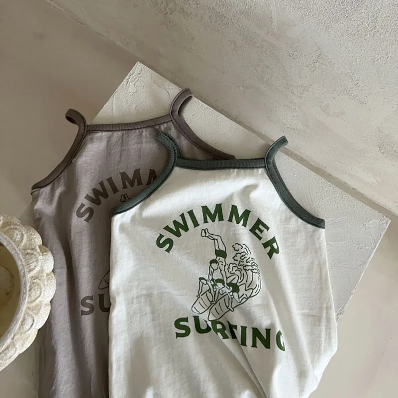2025 novedad de verano, pelele sin mangas para bebé, chaleco infantil con estampado bonito a la moda, mono fino de algodón para recién nacido, ropa