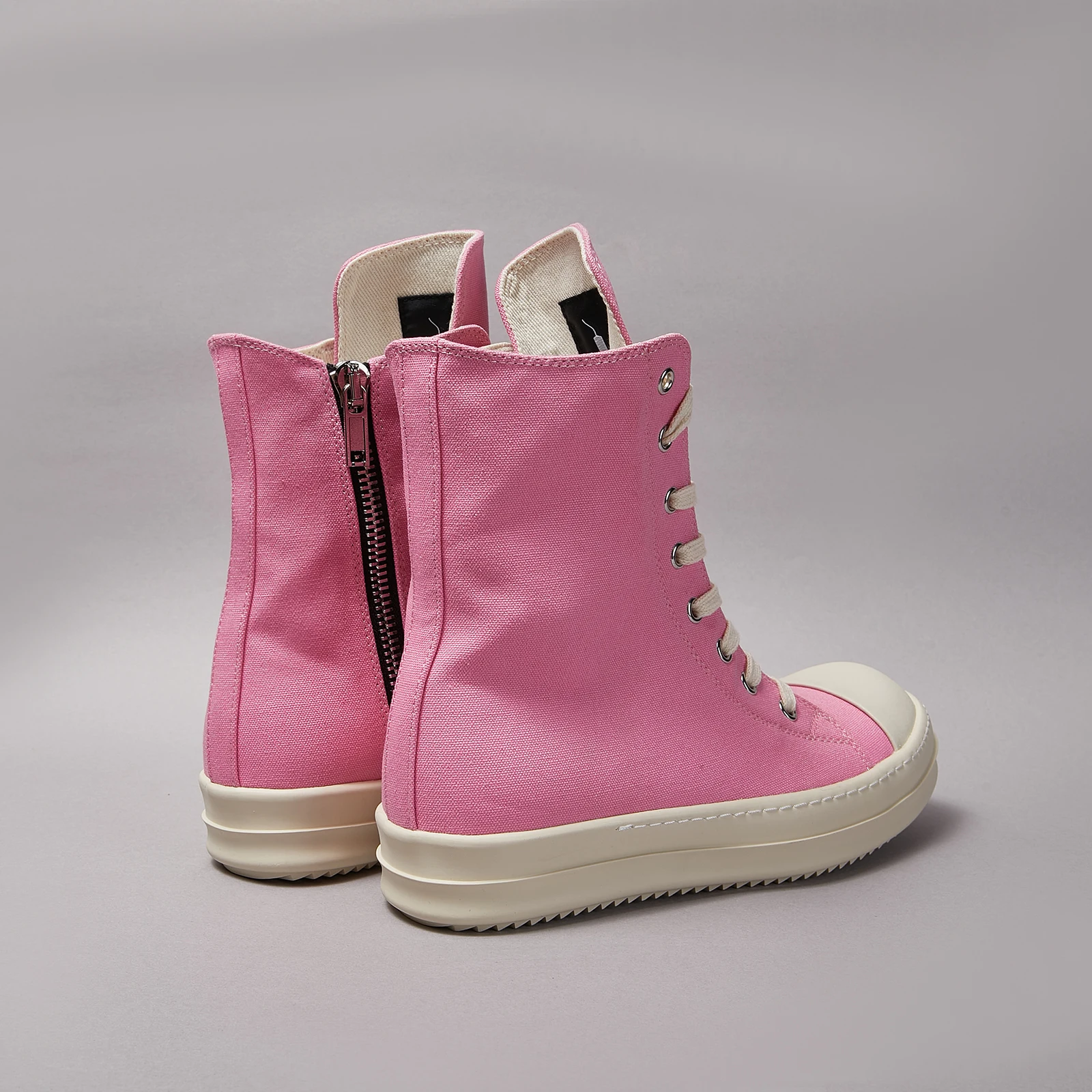 Brand Women Sneaker Casual Men Shoe High Top ow-en Quality Pink Ankle Boot Designer Zip Lace Up Canvas Thick Sole Flat Shoe