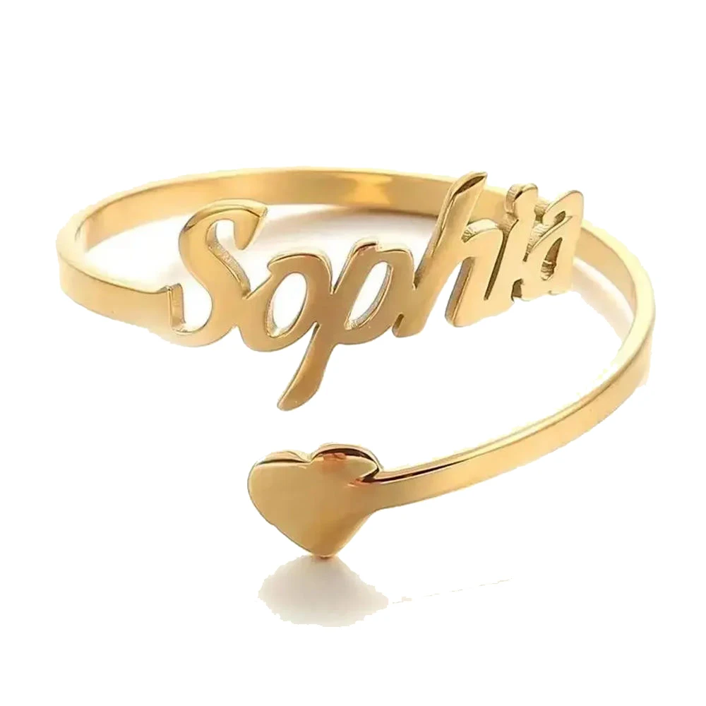 Anillo de amor con nombre personalizado para Mujer, joyería de acero inoxidable con corazón, regalo para el Día de San Valentín