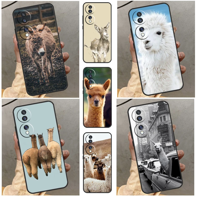 Cute Alpaca Donkey Phone Case For Huawei Honor 70 50 X7 X8 X9 P20 P30 P40 Lite Mate 50 P50 Pro P Smart Z 2019