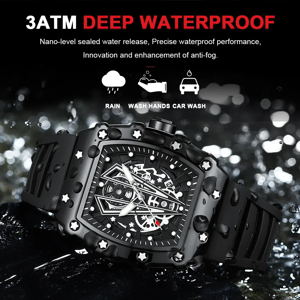 POEDAGAR Top Fashion Man Wristwatch Waterproof Military Luminous Date Men’s Quartz Watch Outdoor Sports Silicone Strap Men Watch