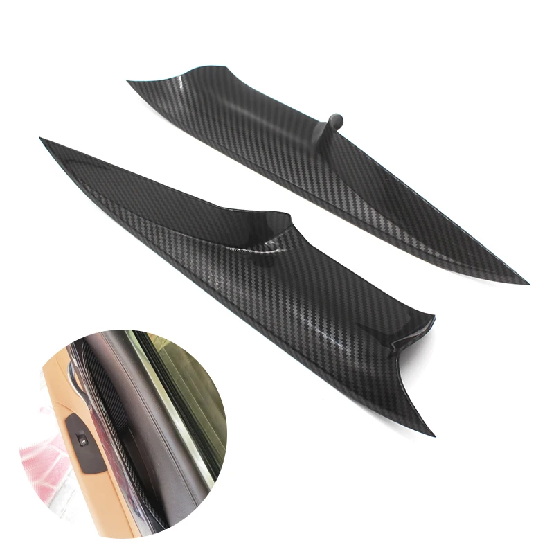 

For BMW 7 Series F02 2009 2010 - 2015 730 740 760 2pcs Car Interior Front Door Handle Pull Quick Install Carbon Texture Cover