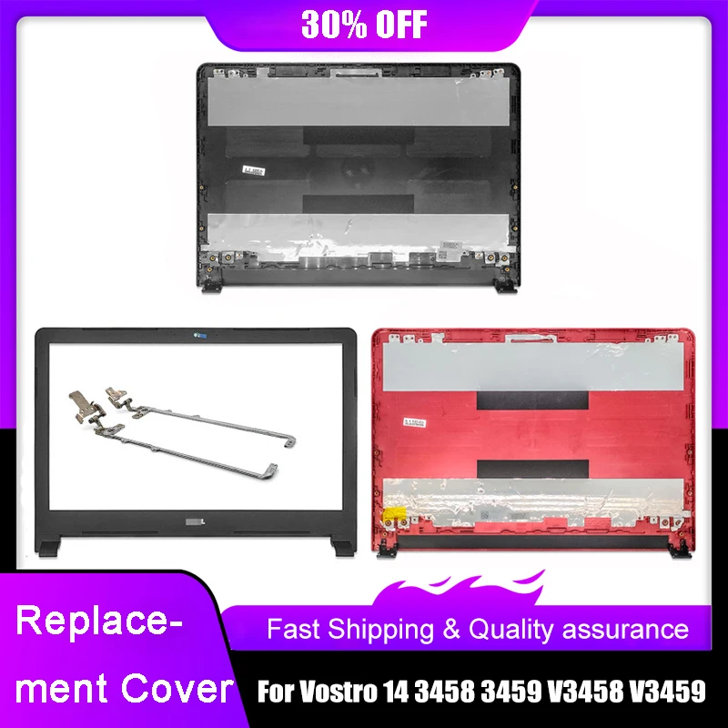 NEW Laptop LCD Back Cover For Dell Vostro 14 3458 3459 V3458 V3459 Non Touch Front Bezel Hinges Replacement Rear Lid Black Red