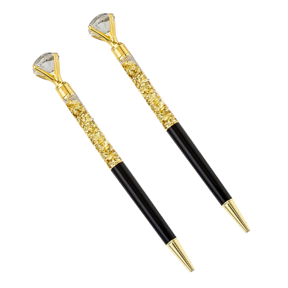 

2 Pcs Metal Pen School Stationery Black Pens Ballpoint Ball-point Roller Into The Oil