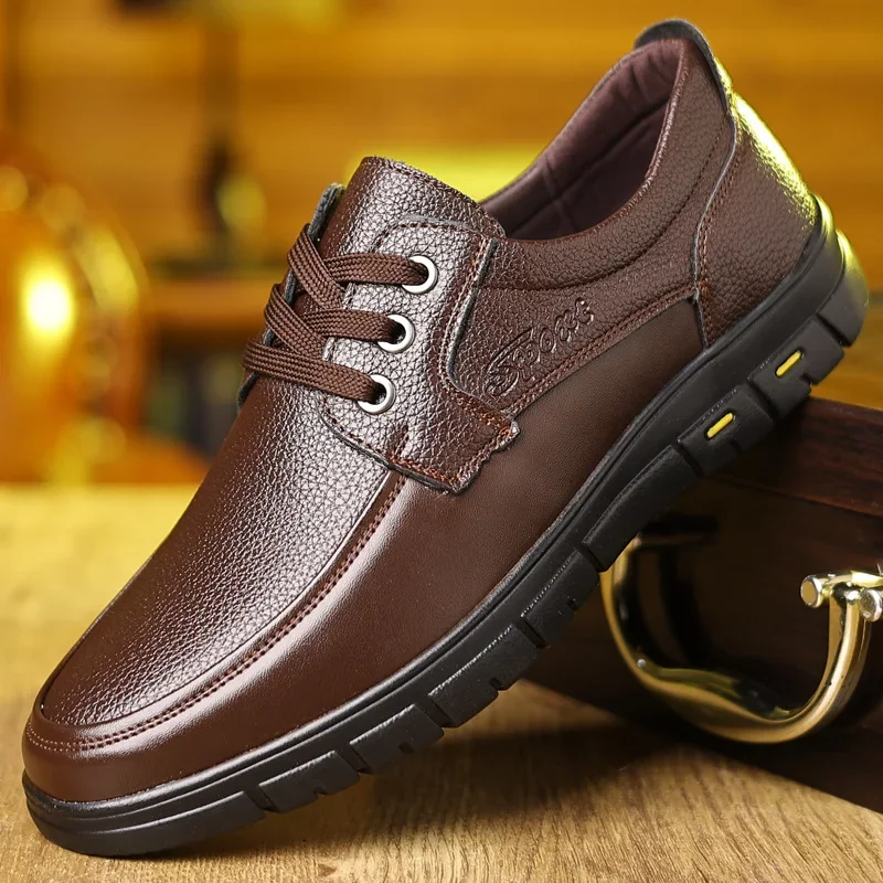 

Мужская обувь для отдыха, новая весенняя модная минималистичная рабочая обувь на шнуровке для папы среднего возраста, формальная повседневная деловая кожаная обувь