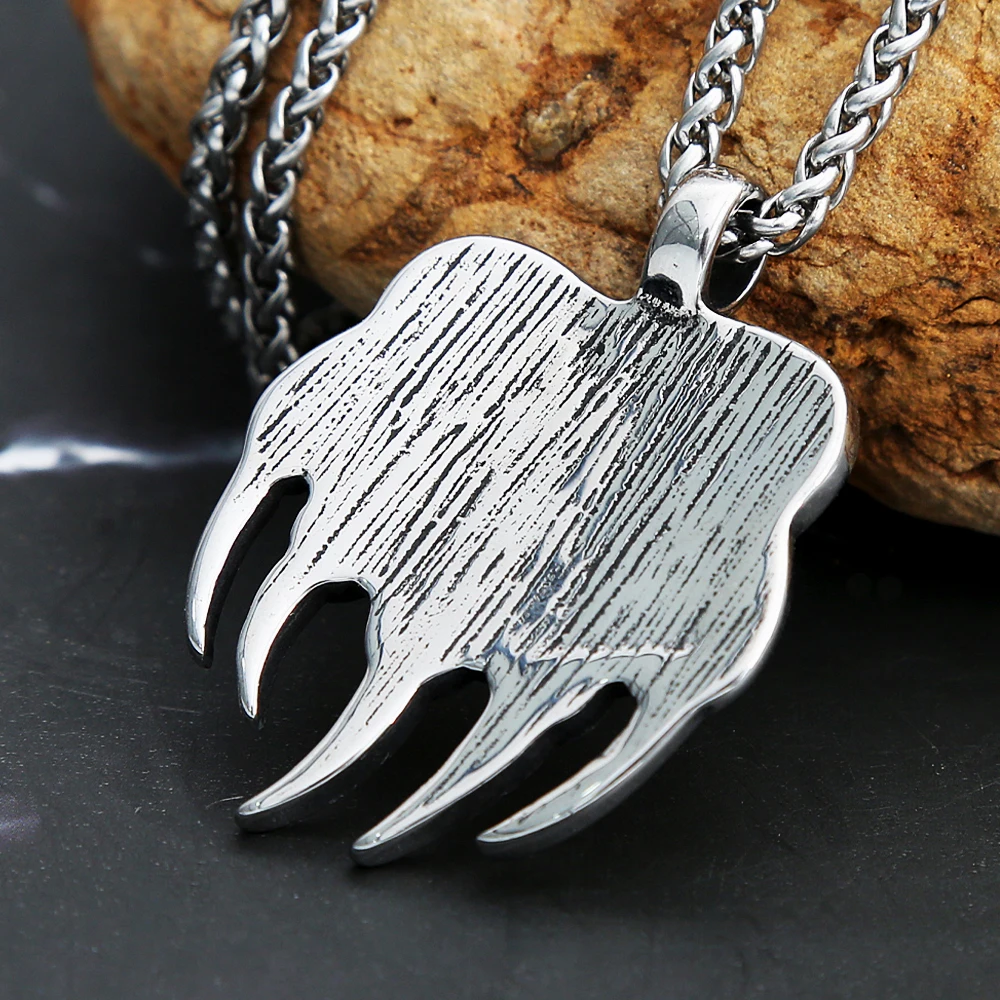 Vintage Unique Amulet Bear Claw Necklaces 316L Stainless Steel Celtic Knot Pendant For Men Viking Fashion Jewelry Gift Wholesale
