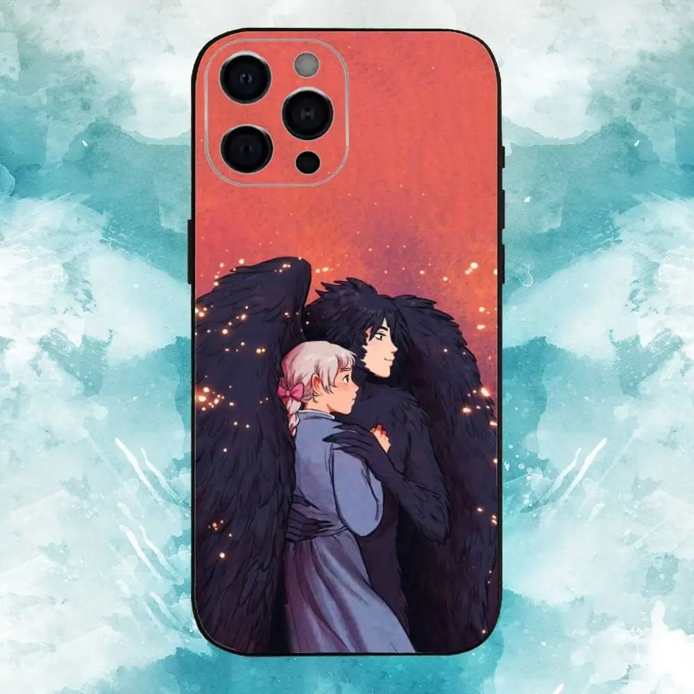 H-Howls Movendo C-Castle Capa de telefone fofa para iPhone17,16,15,14,13,12,11 Plus,Pro Max Soft Black Cover