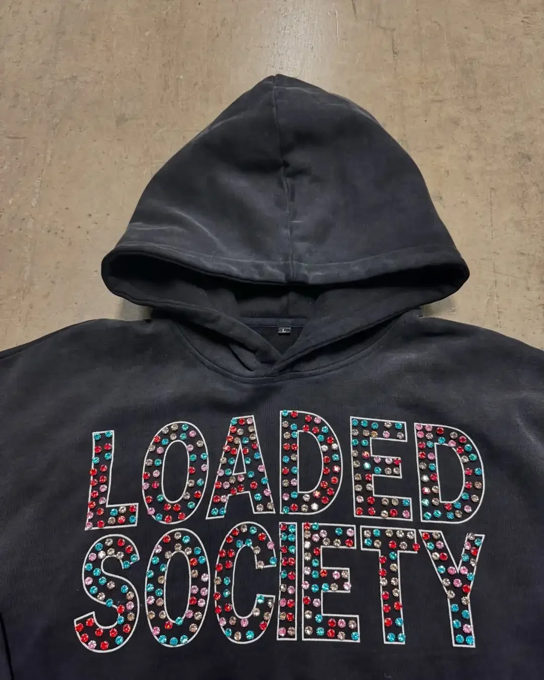 سترة نسائية بغطاء للرأس بنمط حروف ماسية ملونة من American High Street Y2K ملابس رياضية فضفاضة على طراز الهيب هوب للرجال والنساء